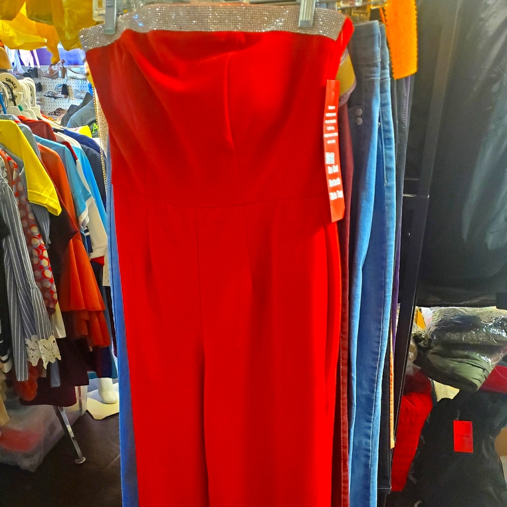 Red jump suit